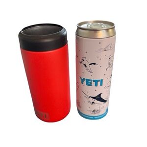 YETI Rambler 12 oz Colster Slim Can Insulator Red ULINE Stamped Keep Drunks Cold